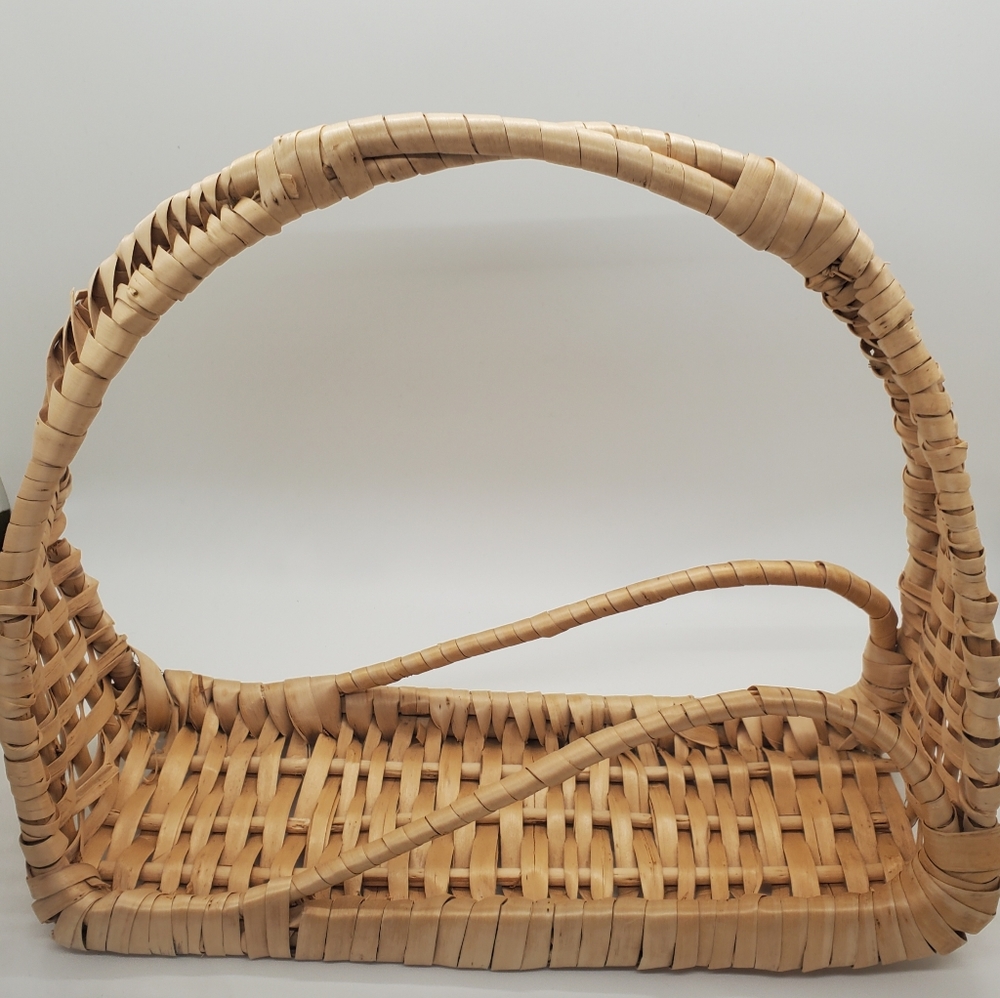 Vintage Rattan Basket with Handle